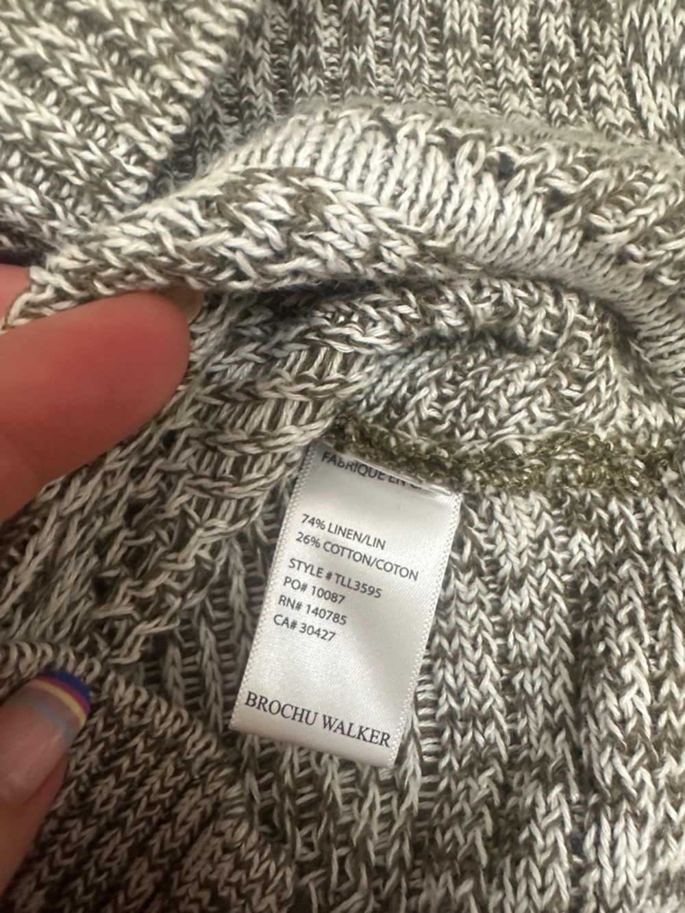 Brochu Walker -khaki green/white V-Neck Knit short sleeve Sweater - xs - Picture 3 of 5